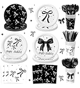 168 PCS Bow Birthday Decorations, Coquette Birthday Decorations Includes Plates, Cups, Napkins, C...