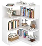 Armocity Corner Book Shelf - 4 Tier Corner Bookshelf Etagere Bookcase with Baffle, Freestanding L...
