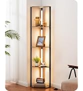 EDISHINE 64" Corner Shelf Floor Lamp for Living Room, Modern LED Corner Light with Shelves, 3CCT,...