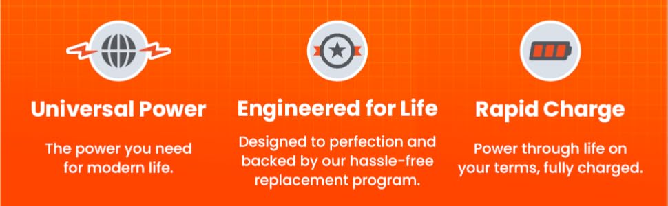 Universal Power, Engineered for Life, Rapid Charge