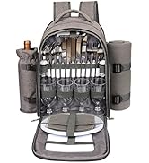 Hap Tim Picnic Basket Backpack for 4 Person with Blanket, Wine Holder, Cooler Compartment, Cutler...