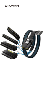 Mini SAS to 4 SATA Cable, 36 Pin SFF 8087 Host/Controller to 7 Pin SATA Target/Backplane, Compatible...