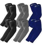 BHYTAKI 6 Pairs UV Sun Protection Arm Sleeves, UPF 50 Sports Cooling Arm Compression Sleeves for ...