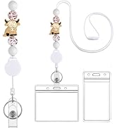 Qpige Teacher Lanyard Retractable Lanyards for ID Badges and Keys, Cow Animal Beaded Breakaway La...