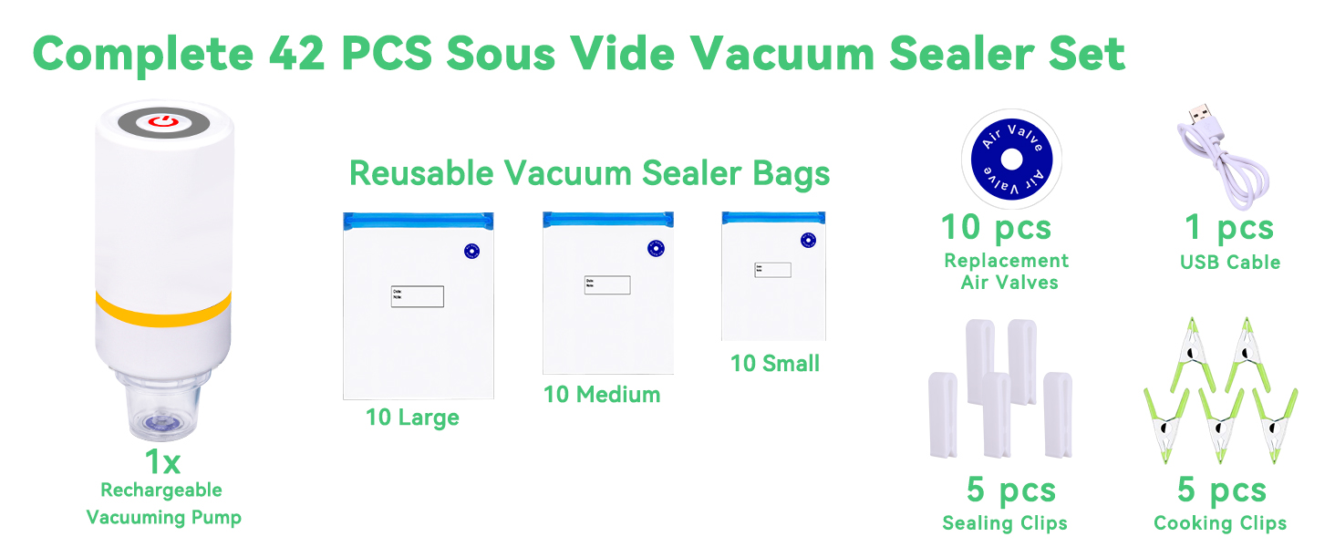 Complete 42 PCS Sous Vide Vacuum Sealer Set