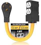 [240V to 120V] 30 Amp to 20 Amp 110 Adapter with Circuit Breaker Dryer Adapter Cord Distribution ...