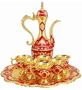 Vintage Turkish Coffee Pot Set,8.46x5.11 inch Tea Sets for Women With Teapot Tray and 6 Cups Craf...