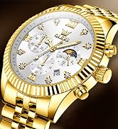 OLEVS Watch Men Classic Gold Stainless Steel Watches for Men Analog Quartz Waterproof Luminous Ch...