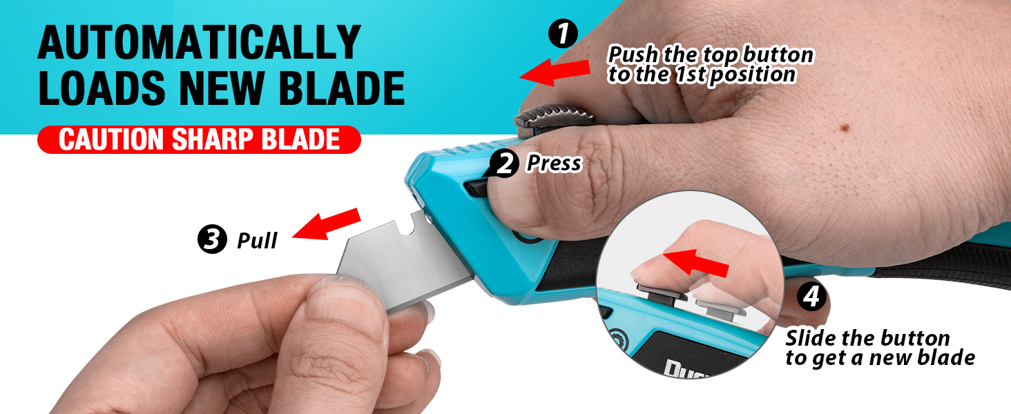 Auto-Loading Utility Knife Heavy Duty Retractable Box Cutter Quick-Change Razor Knife