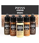 Pixiss Browns Alcohol Inks Set, 5 Highly Saturated Brown Alcohol Inks, for Resin Petri Dishes, Al...