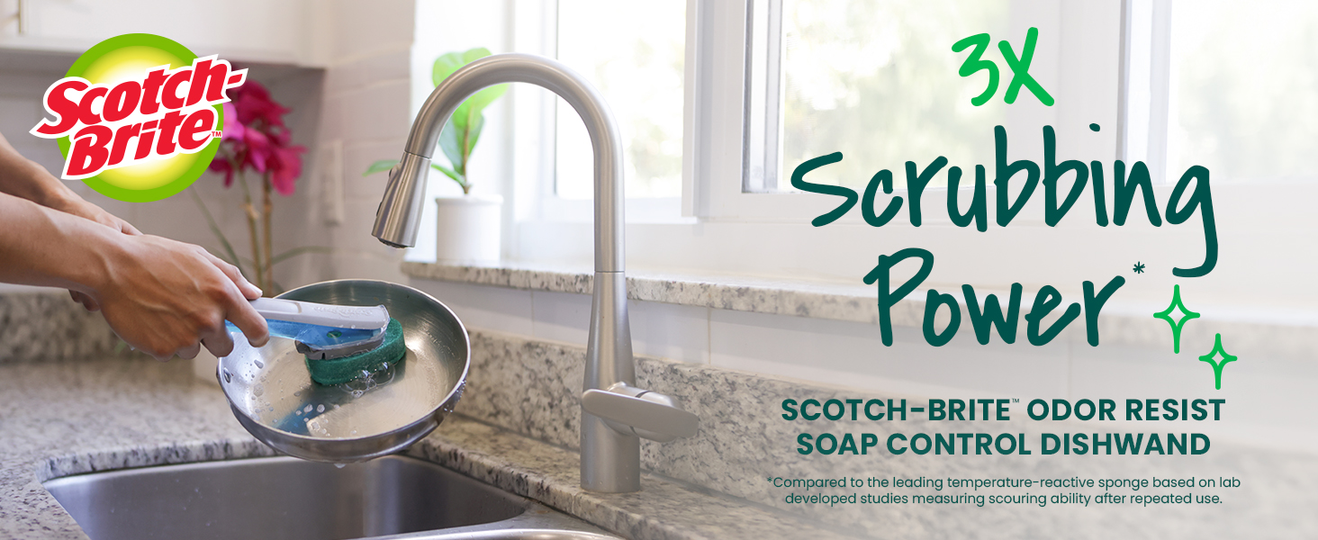 Scotch-Brite Soap Control Odor Resist Heavy Duty Dishwand Module 1