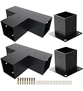 Kinchoix 2 Pack Pergola Bracket Kit T-Shape Elevated Wood Stand Kit T Brackets with Post Base for...
