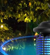AMUFER Bug Zapper Outdoor &amp; Indoor, Upgraded 18W Exclusive Blue-Violet Light with 2W LED Lamp, 10...