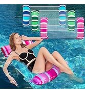 Zcaukya 3 Pack Inflatable Pool Float Hammocks, 4-in-1 Water Floating Mesh Chair for Adults, Swimm...