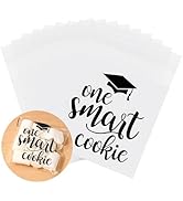 Whaline 320Pcs Graduation Self Adhesive Treat Bags One Smart Cookie Cellophane Gift Bags Clear Ca...