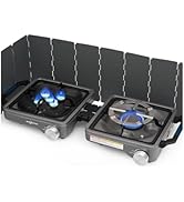 SHINESTAR 2 Burner Camping Stove, 24000 BTU Portable Propane Camp Stove with Brass Burner, Foldab...