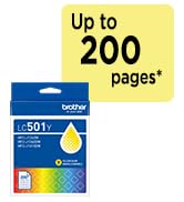 Brother Genuine LC501Y Yellow Standard Yield Ink: Up to 200 pages*