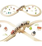 Le Toy Van Wooden Train Set with Figure of 8 Train Track, Plastic Free Set with Universal Compati...