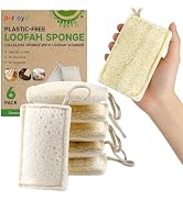 6 Pack Natural Loofah Sponges for Dishes, Loofah Kitchen Sponges with Cellulose &amp; Cotton Loop, Na...