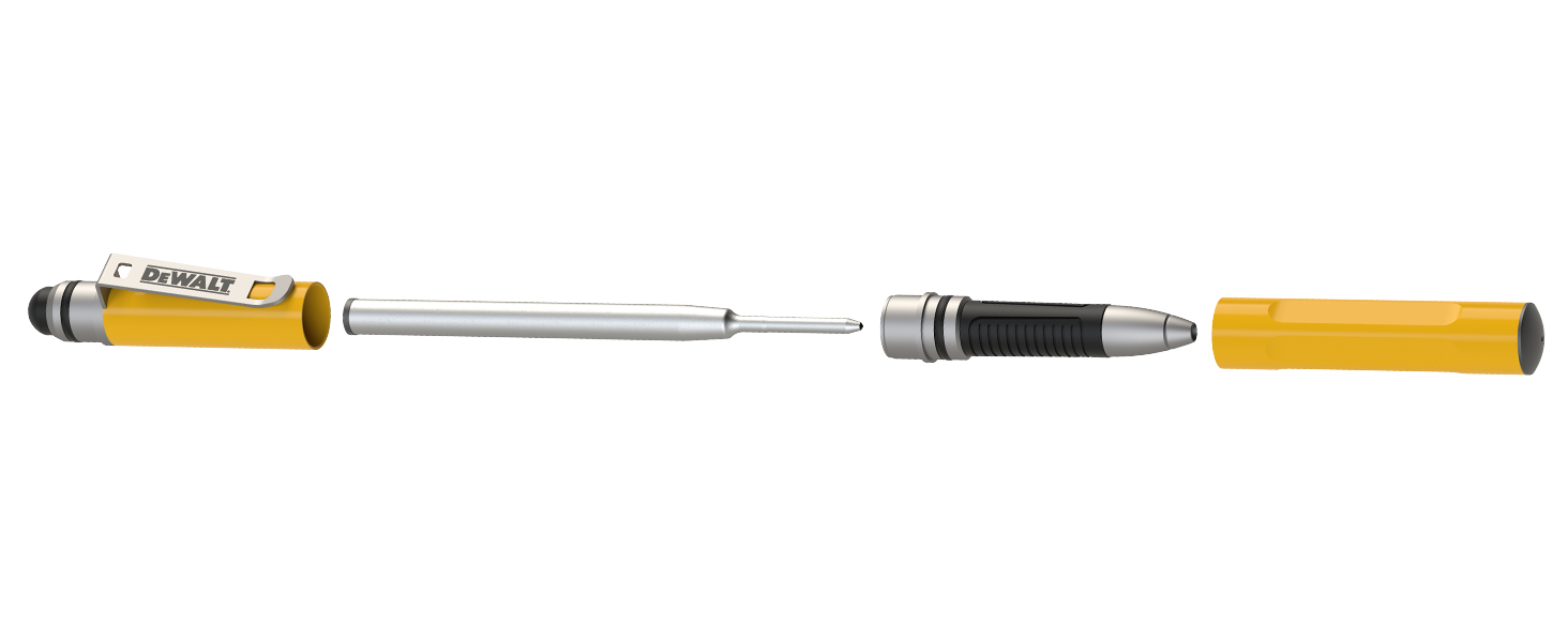Exploded view of the Dewalt 3 in 1 Stylus Pen