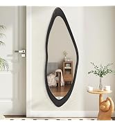 AAZZKANG Irregular Wall Mirror Full Length Large with Wood Framed 47"x16" Black Asymmetrical Full...
