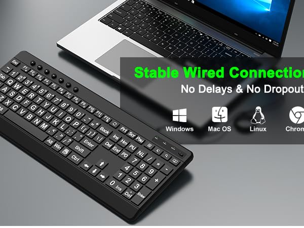 Keyboard Large Print Keyboard Ergonomic Keyboard Large Key Wrist Rest quiet