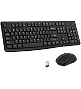 Wireless Keyboard and Mouse Combo, EDJO Full-Sized 2.4GHz USB Computer Wireless Keyboard and Wire...