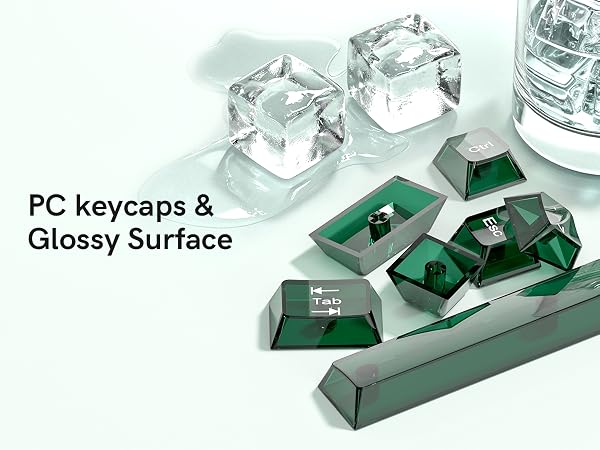 Dark Green Clear keycaps,Transparent keycaps,Crystal Jelly Key Cap Set,Shine Through Key caps