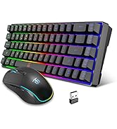 Snpurdiri 60% Wireless Gaming Keyboard and Mouse Combo,LED Backlit Rechargeable 2000mAh Battery,S...