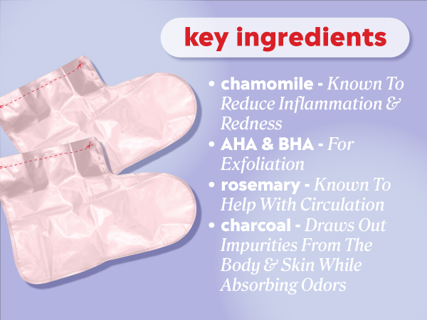 Chamomile reduces inflammation, AHA &amp; BHA to exfoliate, rosemary for circulation