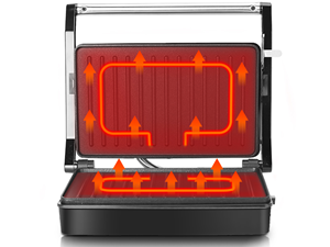 Panini Press Grill, Sandwich Maker w/ Non-Stick Double Flat Cooking Plate,1000 W High-Power Output