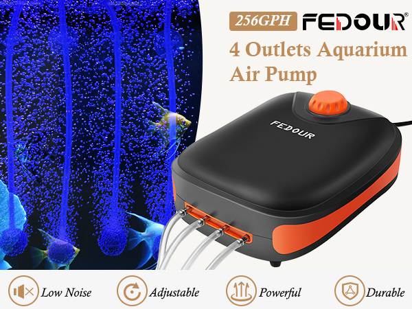 FEDOUR Aquarium Air Pump 4 Outlets