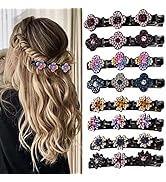 Sparkling Crystal Stone Braided Hair Clover Clips for Thick Thin Hair, Girls / Women Hair Accesso...