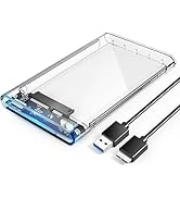 ORICO 2.5'' External Hard Drive Enclosure USB 3.0 to SATA III Tool-Free Clear Hard Disk Case for ...