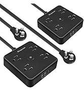 2 Pack Ultra Flat Plug Power Strip,Power Strips with Surge Protection-4 Widely Outlets,6 ft Flat ...