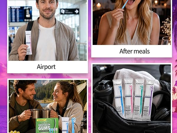 Alosalut 36 Pack Pre-Pasted Mint Mini Disposable Toothbrushes