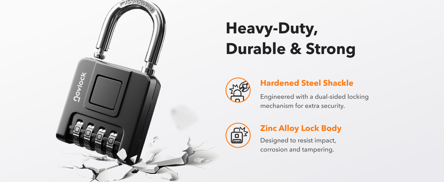 Heavy Duty Strong Combination Lock with Hardened Steel Shackle and Zinc Alloy Lock Body