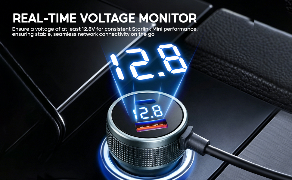 Smart Voltage Display Starlink Mini Car Adapter