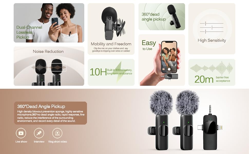 3-in-1 Wireless Video Recording Mic for Interview