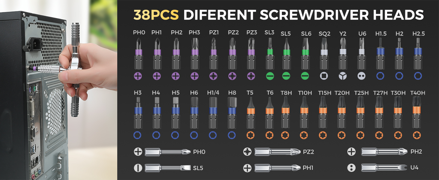 38 Pcs S2 Steel Screw Bits