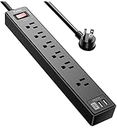 6Ft Power Strip Surge Protector - Yintar Extension Cord with 6 AC Outlets and 3 USB Ports for for...