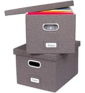 Internet's Best Collapsible File Storage Organizer with Lid - Decorative Linen Filing &amp; Storage O...