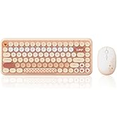 308i Orange Wireless 2.4G Keyboard and Mouse Set, Gradient Cute Round Keycaps for Retro Typewrite...