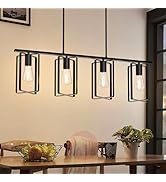 Iporovon Kitchen Island Lighting, Farmhouse 4 Lights Dining Room Light Fixture Over Table, Indust...