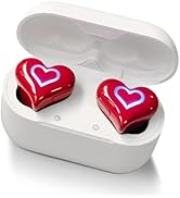 Yoidesu Heart Shaped Earbuds, Cute Stylish HiFi Stereo Sound 5.3 Headphones with Charging Case, G...