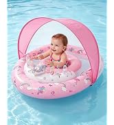 ZOOMSNAIL Baby Pool Float, Inflatable Kids Pool Floats with with Canopy UPF50+ Sun Protection for...