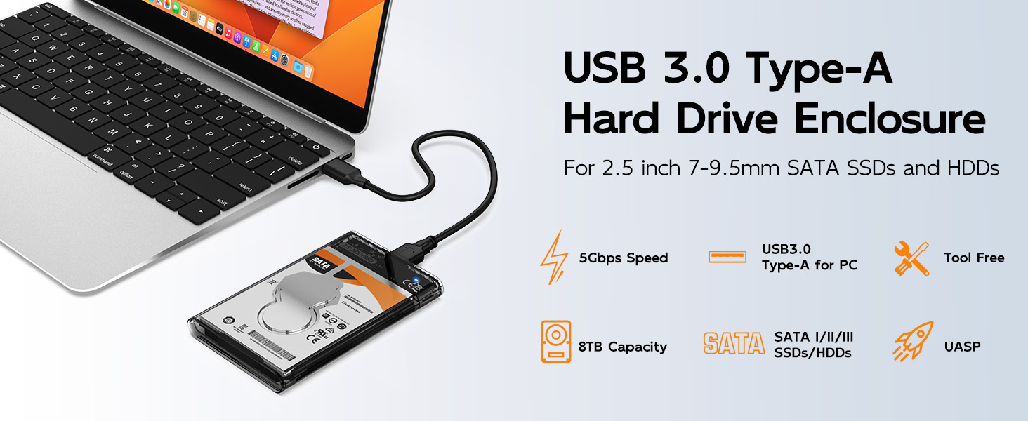 Usb 3.0 C to 2.5 inch 2.5” sata hdd ssd external hard drive disk enclosure docking station