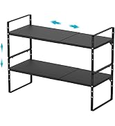 iPEGTOP 2 Pack Expandable Cabinet Storage Shelf Organizer Rack, Heavy Duty Steel Metal Spice Rack...