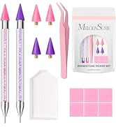 MelodySusie 2Pcs Rhinestone Picker Tool Set, Dual-Ended Wax Pen with Tweezers, 4Pcs Replaceable W...