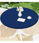 Smiry Round Spandex Tablecloth, Elastic Fitted Washable Tablecloths for 36"-44" Tables, Waterpoof...